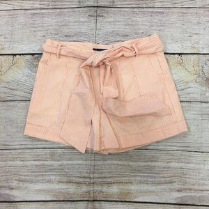 Bow Shorts Orange White Striped Seersucker cuffed short shorts with Belt SZ Med